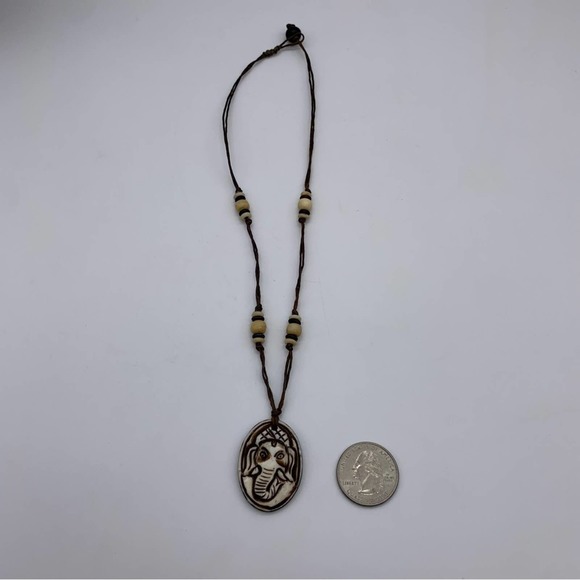 White Ganesh Bone Pendant Necklace - Picture 8 of 11